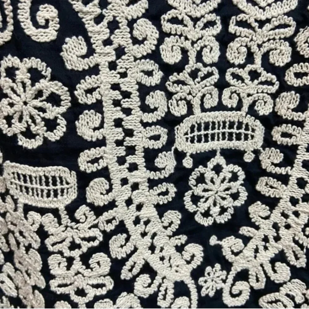 Maeve Anthropologie Black Short Sleeve Embroidered Collared Mini Shirt Dress - Picture 10 of 10